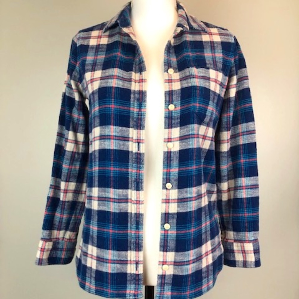 J.Crew Vintage 90s Blue  Plaid Sz 2 - Picture 2 of 10